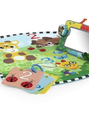 Interactive Baby Play Mat with Mirror and Number Cards - Multicolor